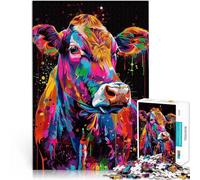 Puzzles 1000 pièces pour Adultes Portrait de Vache coloré pour Le Jeu éducatif Challenge Toy Bon Cadeau 52x38cm
