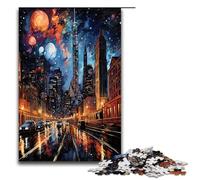 Puzzles 1000 pièces pour Adultes Psychédélique Centre Ville de Chicago la Nuit Puzzles Cadeaux Cadeaux d'anniversaire Cadeaux pour Adolescents de 14 Ans et Plus 1000 pièces