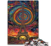 Puzzles 1000 pièces pour Adultes Psychédélique Eiffel Relax Games Jeu éducatif pour Anniversaire, Noël pour et 14 Ans et Plus 26x38cm