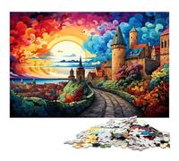 Puzzles 1000 pièces pour Adultes Psychédélisme coloré des remparts de la Ville de Visby Puzzle Difficile Une œuvre d'art pour Les Adolescents de 14 Ans et Plus 1000 pièces (38 x 26 cm)