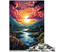 Puzzles 1000 pièces pour Adultes Puzzle de Dessin animé étrange Coucher de Soleil coloré 26x38cm Décoration d'intérieur Unique et Cadeaux pour Adolescents de 14 Ans et Plus