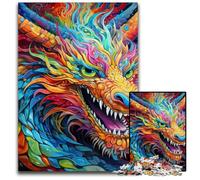 Puzzles 1000 pièces pour Adultes, Puzzle en Bois coloré Dragon Chinois, Jeu de réflexion, Jeu Familial interactif, adapté aux 14 Ans et Plus, 50x75cm / 19,68x29,52 Pouces