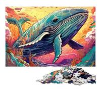 Puzzles 1000 pièces pour Adultes, Puzzle en Carton coloré en Forme de Baleine, Jeu de réflexion interactif en Famille, adapté aux 14 Ans et Plus, 26x38cm / 10,23x14,96 Pouces