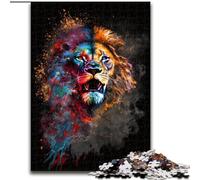 Puzzles 1000 pièces pour Adultes Puzzle Lion Néon Parfait pour s'amuser en Famille à Noël, Thanksgiving, Les Anniversaires et Pâques (Taille : 26x38cm)