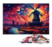 Puzzles 1000 pièces pour Adultes Puzzle Moulin à Vent hollandais coloré Jeu Pratique Idéal pour Les Adolescents de 14 Ans et Plus 1000 pièces (38 x 26 cm)