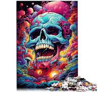 Puzzles 1000 pièces pour Adultes Puzzle tête de Mort Décoration Murale 26x38cm Anti-Stress Staycation Tue Le Temps pour Adolescent 14 Ans et Plus