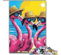 Puzzles 1000 pièces pour Adultes Puzzle Trois Flamants Roses Parfait pour s'amuser en Famille à Noël, Thanksgiving, Les Anniversaires et Pâques 50X75CM