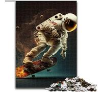 Puzzles 1000 pièces pour Adultes, Puzzles Amusants en Bois représentant Un Skateboard d'astronaute, Cadeau de Noël, idéal pour Le Bureau, la Chambre ou Le Salon, 1000 pièces(50x75cm)