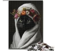 Puzzles 1000 pièces pour Adultes, Puzzles artistiques Abstraits de Chat Noir, 26x38cm, pour Les Adolescents, Les Couples et Les Amis pour Les Anniversaires et Noël