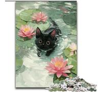 Puzzles 1000 pièces pour Adultes Puzzles artistiques Abstraits de Chat Noir pour Adultes Développe la Coordination œil-Main Parfait pour Les Cadeaux d'anniversaire (Taille 26x38cm)