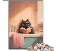Puzzles 1000 pièces pour Adultes, Puzzles artistiques Abstraits de Chat Noir pour Adultes, pour la Famille et Les Amis, défi cérébral 50x75cm