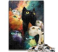 Puzzles 1000 pièces pour Adultes, Puzzles artistiques Abstraits de Chat Noir, pour Passer Le Temps à la Maison avec des pièces de Formes aléatoires entièrement emboîtables (50x75cm)