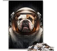 Puzzles 1000 pièces pour Adultes Puzzles Astronaute Bulldog Taille 26x38cm Casse-tête Stimulant pour Les Adolescents, soirée de Jeux en Famille Amusante