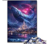 Puzzles 1000 pièces pour Adultes Puzzles Baleines spatiales pour Adultes 50x75cm pour Les Amoureux du Voyage et Les Couples, Jouet Stimulant
