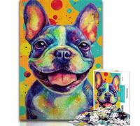 Puzzles 1000 pièces pour Adultes Puzzles Bouledogue français pour Adolescents Jeux de Relaxation idéal comme Cadeau pour Toute la Famille 26x38cm