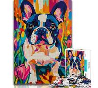 Puzzles 1000 pièces pour Adultes Puzzles Bouledogue Français pour Adultes, Jeu Familial Anti-Stress Défi Difficile Convient aux Couples (Taille 75x50cm)