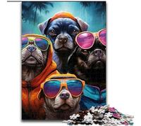 Puzzles 1000 pièces pour Adultes Puzzles Bulldog psychédéliques en Carton, adaptés aux Anniversaires, Halloween, Thanksgiving, Pâques 1000 pièces(26x38cm)