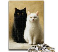 Puzzles 1000 pièces pour Adultes, Puzzles Chats Noirs et Blancs pour Adultes, Cadeau Amusant et activité pour la Maison, Jouet pour Les Jours de Pluie (38x26cm)