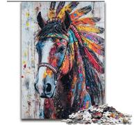 Puzzles 1000 pièces pour Adultes Puzzles Cheval Indien pour Adultes 1000 pièces Cadeau Parfait pour Les Anniversaires, Les Vacances et la décoration intérieure (Taille 26x38cm)