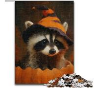 Puzzles 1000 pièces pour Adultes Puzzles Citrouille Raton Laveur pour Adultes 1000 pièces Cadeau de Noël Adolescent Réduction du Stress Cadeau Unique Cool pour la Famille (Taille 26x38cm)