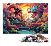 Puzzles 1000 pièces pour Adultes, Puzzles colorés de Dragon Chinois pour Adultes, activités Amusantes à la Maison, Cadeaux d'anniversaire, Cadeaux de Voyage 26x38cm / 10,23x14,96 Pouces