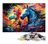 Puzzles 1000 pièces pour Adultes Puzzles colorés psychédéliques de Chevaux de feu Cadeaux d'anniversaire pour Adolescents de 14 Ans et Plus 1000 pièces (75 x 50 cm)
