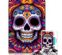 Puzzles 1000 pièces pour Adultes Puzzles crâne Mexicain pour Adolescents Jeux de Relaxation idéal comme Cadeau pour Toute la Famille 26x38cm
