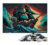 Puzzles 1000 pièces pour Adultes, Puzzles de Bateau Pirate pour Adultes, Jeu de réflexion pour Adolescents, Cadeau de Vacances idéal 26x38cm / 10,23x14,96 Pouces