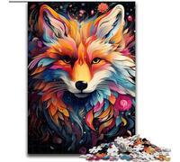 Puzzles 1000 pièces pour Adultes Puzzles de Renards colorés bizarres pour Adultes pour Adolescents et familles, décoration de Bricolage Parfaite et défi cérébral Taille 38x26cm