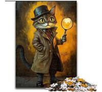 Puzzles 1000 pièces pour Adultes Puzzles Détective Chat pour Adultes 1000 pièces Cadeau Parfait pour Les Anniversaires, Les Vacances et la décoration intérieure (Taille 26x38cm)