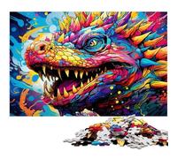 Puzzles 1000 pièces pour Adultes, Puzzles Dinosaures colorés pour Adultes, Jeu de réflexion pour Adolescents, Cadeau de Vacances idéal 50x75cm / 19,68x29,52 Pouces