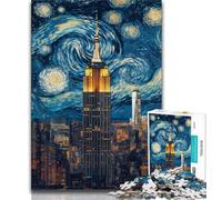 Puzzles 1000 pièces pour Adultes, Puzzles Empire State Building Night pour Adultes, à Offrir en Cadeau à Toute la Famille à partir de 14 Ans (Taille 38x26cm)