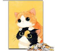 Puzzles 1000 pièces pour Adultes, Puzzles en Bois artistiques Abstraits de Chat Noir, 50x75cm, pour Les Amoureux du Voyage et Les Couples, Jouet Stimulant