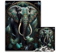 Puzzles 1000 pièces pour Adultes Puzzles en Bois Éléphant du Monde Imaginaire Parfait pour Les Cadeaux d'anniversaire, de Noël et d'halloween 50x75cm/19,68x29,52 Pouces