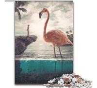 Puzzles 1000 pièces pour Adultes Puzzles en Bois Flamingo Curieux pour Adultes Taille 50x75cm Défi cérébral, Cadeau Parfait pour Les Adolescents et décoration intérieure