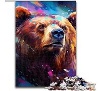 Puzzles 1000 pièces pour Adultes Puzzles en Bois Ours Brun pour Adultes Un Casse-tête Stimulant pour Les Adolescents, Parfait pour la décoration intérieure ou comme Cadeau (Taille 50x75cm)