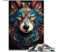 Puzzles 1000 pièces pour Adultes, Puzzles en Bois représentant Une tête de Loup, pour la Famille et Les Amis, défi cérébral 1000 pièces(50x75cm)