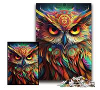 Puzzles 1000 pièces pour Adultes Puzzles en Carton Chouette Art Coloré 26x38cm Idéal pour Les Amoureux, Cadeau Parfait pour Noël, Nouvel an, Saint-Valentin