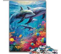 Puzzles 1000 pièces pour Adultes Puzzles en Carton colorés Dauphin pour Adultes, ce Qui en Fait Un Excellent Cadeau pour s'amuser en Famille (Taille 26x38cm)