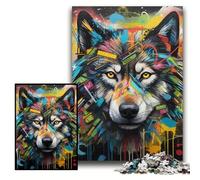 Puzzles 1000 pièces pour Adultes Puzzles en Carton Loup 26x38cm Idéal pour Les Amoureux, Cadeau Parfait pour Noël, Nouvel an, Saint-Valentin