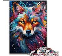 Puzzles 1000 pièces pour Adultes, Puzzles en Carton, Renards bizarres et colorés, Taille 26x38cm. Un Casse-tête Stimulant à Faire soi-même, Un Jeu Familial Parfait ou Un Cadeau décoratif.