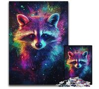 Puzzles 1000 pièces pour Adultes Puzzles Galaxy Raccoon pour Adultes Casse-tête DIY Stimulant pour Adolescents 26x38cm/10,23x14,96 Pouces