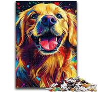 Puzzles 1000 pièces pour Adultes, Puzzles Golden Retriever Heureux pour Adolescents, Anti-Stress, Vacances à la Maison, Passe-Temps, améliore l'amour Entre Couples (75x50cm)
