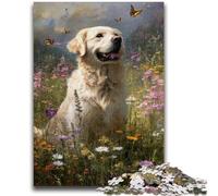 Puzzles 1000 pièces pour Adultes, Puzzles Golden Retriever Heureux pour Adolescents, Anti-Stress, Vacances à la Maison, Passe-Temps, améliore l'amour Entre Couples (75x50cm)
