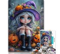 Puzzles 1000 pièces pour Adultes, Puzzles Halloween Girl pour Adultes, activité Amusante pour la Maison, Jouets pour Les Jours de Pluie, Cadeaux d'anniversaire (Taille 38x26cm)