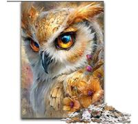 Puzzles 1000 pièces pour Adultes Puzzles Hibou doré pour Noël Halloween Fête des Mères Nouvel an Cadeau de Pâques (Taille 26x38cm)