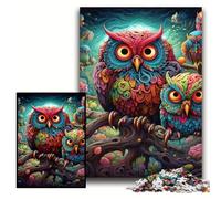 Puzzles 1000 pièces pour Adultes Puzzles Hiboux colorés pour Adultes Idée Cadeau d'anniversaire, Jeu de réflexion Stimulant Taille 50x75cm