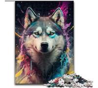 Puzzles 1000 pièces pour Adultes, Puzzles Husky en Bois, Cadeau de Noël, idéal pour Le Bureau, la Chambre, Le Salon, 1000 pièces(50x75cm)