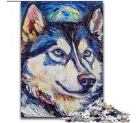 Puzzles 1000 pièces pour Adultes. Puzzles Husky Night Sky pour Adultes, 1000 pièces, pour la Famille et Les Amis, défi cérébral (Taille 26x38cm)