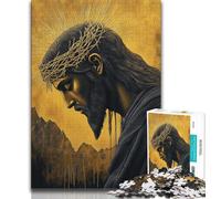 Puzzles 1000 pièces pour Adultes Puzzles Jésus doré pour Adultes, avec Affiche et fiche de Questions-réponses pour Les 14 Ans et Plus (Taille 38x26cm)